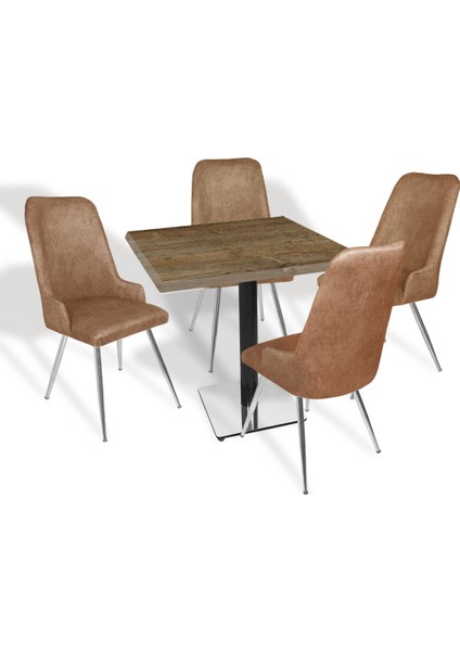 Karanfil Werzalit Kare - Çırağan Masa Takımı (80X80) - (Canyon Palace Oak - Kahve)