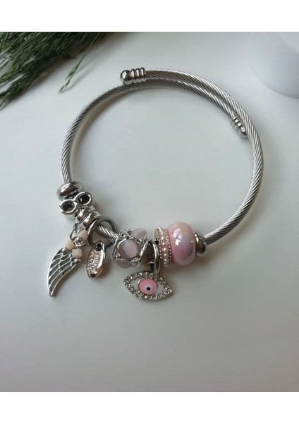 Kadın Pandora Model Gözlü Charm Çelik Bileklik fiyatları