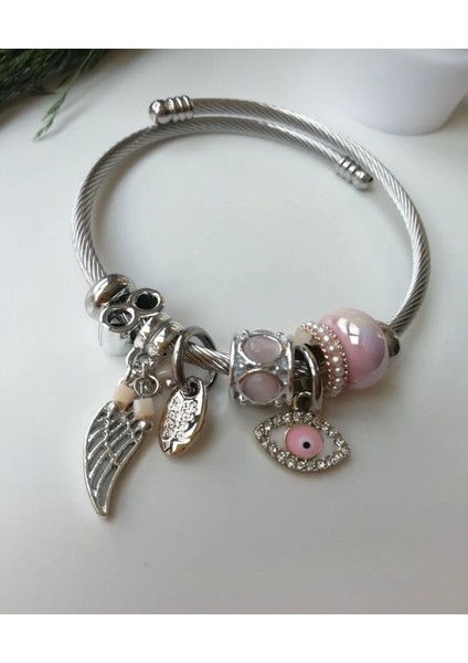 Kadın Pandora Model Gözlü Charm Çelik Bileklik modelleri