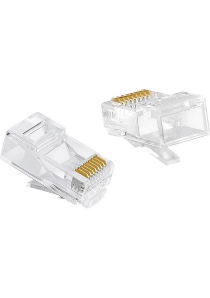 100 Adet RJ45 Cat6 Altın Uçlu Konnektör Jack Jak