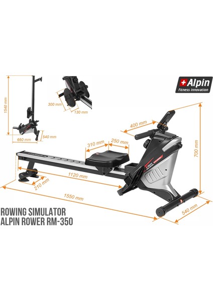 Alpin Rower RM-350 Manyetik Kürek Çekme Aleti indirimleri