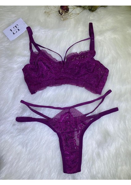Kadın Mürdüm Kapsız Bralet Takımı