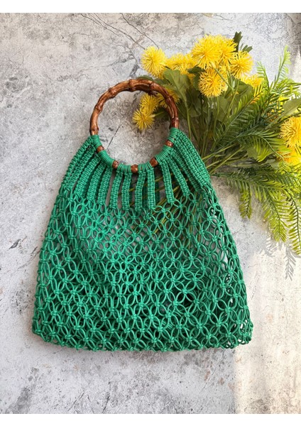 Makrome File Çanta, Alışveriş Çantası, Plaj Çantası, Macrame Tote Bag, Green, Pink,orange, Pembe