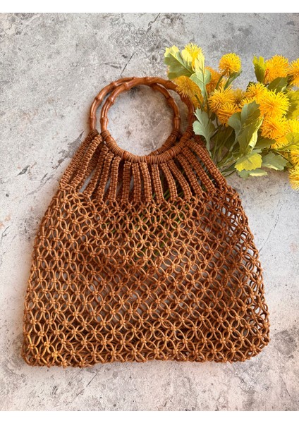 Makrome File Çanta, Alışveriş Çantası, Plaj Çantası, Macrame Tote Bag, Green, Pink,orange, Pembe