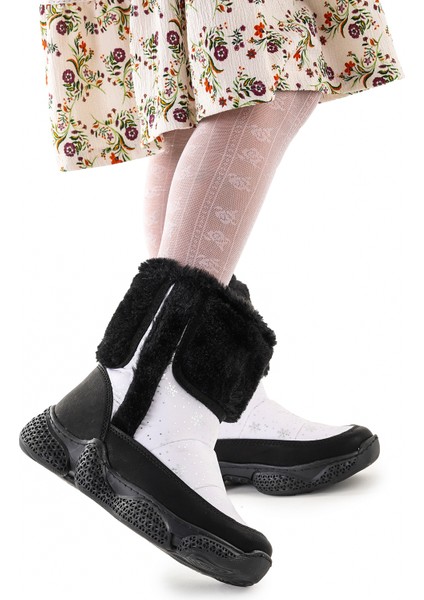 Lp 155-145 Kız Çocuk Kar Bot Ayakkabı Beyaz - Siyah