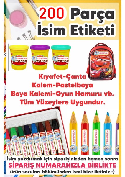 Okul Etiketi Kalem Defter Etiketi Özel Isim Yazılabilen Etiket Disney Prensesler 200 Adet