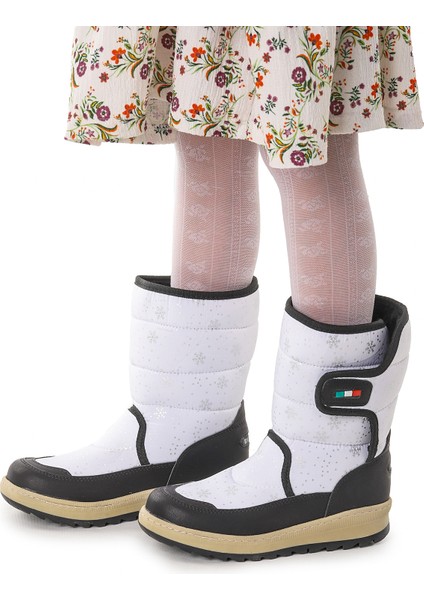 Lp 708090 Kar Desenli Cırtlı Kız Çocuk Kar Bot Ayakkabı Beyaz - Siyah fiyatları