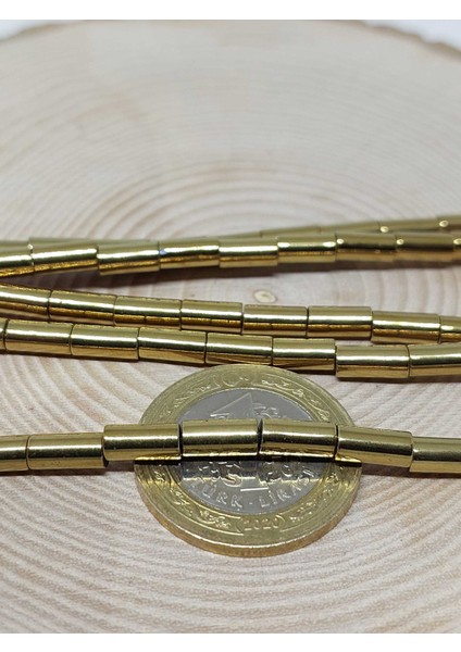 Hematit Taşı Silindir Yarım Dizi 4 x 8 mm (36770) (18 cm Uzunluğundadır)