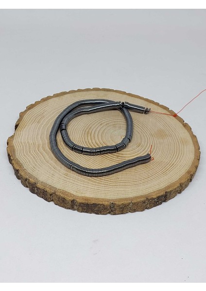 Hematit Taşı Yarım Dizi 6*1 mm (36805) (18 cm Uzunluğundadır)