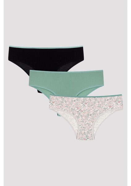 Floral Çiçek Desenli 3lü Cover Çok Renkli Slip Külot