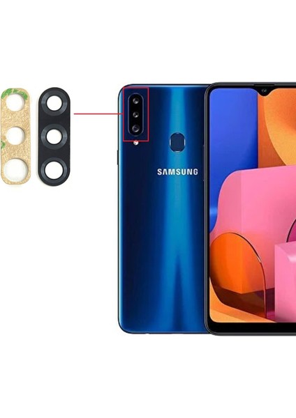 Uyumlu Galaxy A20S Kamera Lensi Cam SM-A207F