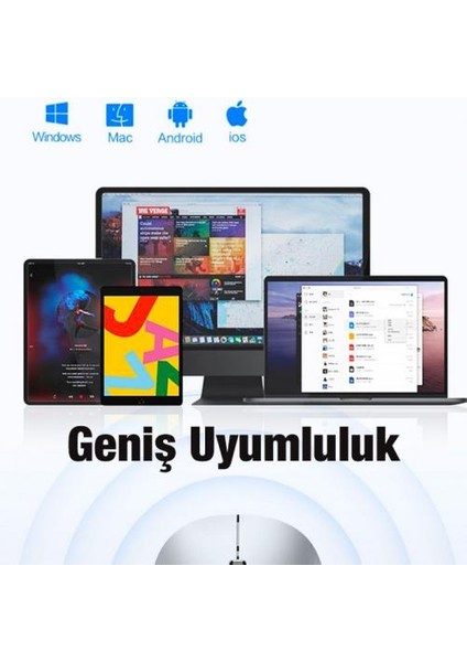 Şarjlı Kablosuz 2.4 Bluetooth Mouse Kablosuz Mouse 1000-1600 Dpı Mac Ios Windows Apple Mouse