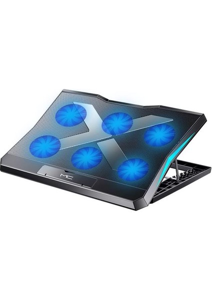 LED Işıklı Ultra Sessiz 6 Adet Soğutma Fanlı Laptop Soğutucu Yükseklik Ayarlı Laptop Standı