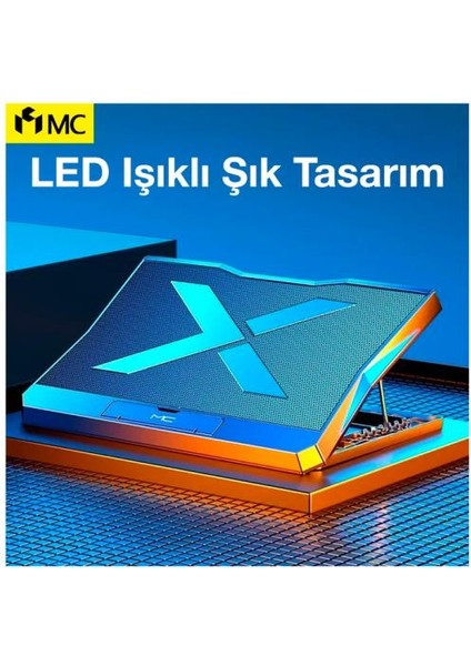 LED Işıklı Ultra Sessiz 6 Adet Soğutma Fanlı Laptop Soğutucu Yükseklik Ayarlı Laptop Standı