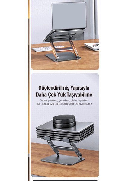 Alüminyum Katlanabilir Taşınabilir Yükseklik Ayarlı Notebook Standı Tablet Standı Masası