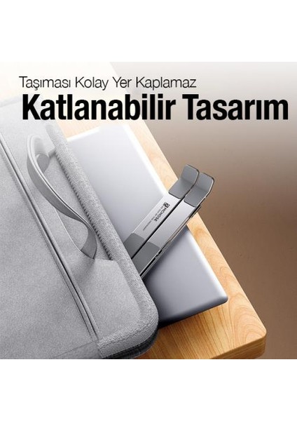 Metal Katlanabilir Taşınabilir 6 Kademe Yükseklik Ayarlı Laptop Standı Ayarlanabilir Tabanlı