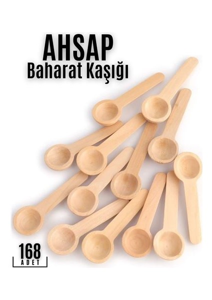 144+24 Adet Ahşap Baharat Kaşığı 718705