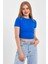 Yan Büzgülü Mavi Crop T-Shırt 1