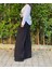 Kadın Beli Lastikli Bol Paça Oversize Bürümcük Kumaş Uzun Siyah Pantolon 4