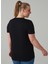 V Yaka Rahat Kalıp Düz Siyah Kadın Büyük Beden T-Shirt Julıan 2