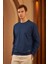Erkek Comfort Fit Basic Düz Sweatshirt Lacivert MARS26 1