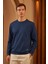 Erkek Comfort Fit Basic Düz Sweatshirt Lacivert MARS26 3