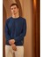 Erkek Comfort Fit Basic Düz Sweatshirt Lacivert MARS26 5