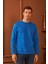 Erkek Comfort Fit Basic Düz Sweatshirt Mavi MARS26 2