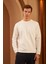 Erkek Comfort Fit Basic Düz Sweatshirt Ekru MARS26 4