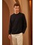 Erkek Comfort Fit Basic Düz Sweatshirt Siyah MARS26 1
