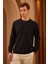 Erkek Comfort Fit Basic Düz Sweatshirt Siyah MARS26 5