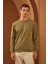 Erkek Comfort Fit Basic Düz Sweatshirt Haki MARS26 1