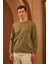 Erkek Comfort Fit Basic Düz Sweatshirt Haki MARS26 4