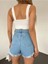 Yırtıklı Lazer Kesim Denim Mini Kot Şort 2