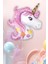 Pembe Unicorn Çiçekli Büyük Folyo Balon 42INÇ Doğum Günü Balonu 1