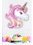 Pembe Unicorn Çiçekli Büyük Folyo Balon 42INÇ Doğum Günü Balonu 4