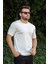Erkek Beyaz Krep Kumaş Rahat Salaş Esnek Bisiklet Yaka T-Shirt 23ETSHTARP 3