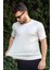 Erkek Beyaz Krep Kumaş Rahat Salaş Esnek Bisiklet Yaka T-Shirt 23ETSHTARP 5