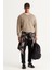 Erkek Açık Haki Loose Fit Içi Polarlı 3 Iplik Bisiklet Yaka Jakarlı Sweatshirt 4