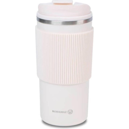 Korkmaz Freedom Plus İçecek Termosu 480 ml Beyaz Paslanmaz Çelik Sızdırmaz Kapak Isı Koruma