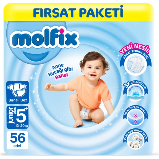 Molfix Bebek Bezi 5+ Beden Junior Plus Fırsat Paketi 56 Adet
