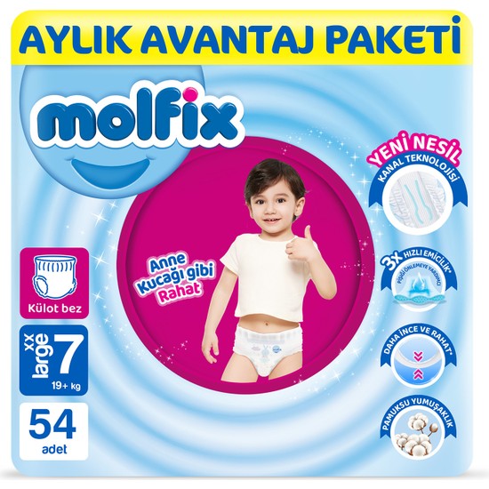 Molfix Pants Bebek Bezi 7 Beden XXL Aylık AvantajPaketi 54 Adet