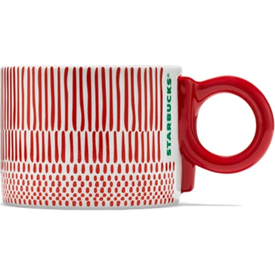 Starbucks Starbucks® Çizgi Desenli Porselen Kupa - Kırmızı - 296 ml - 11146951