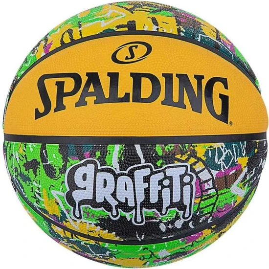 Spalding Green Yellow Graffiti Sz7 2021 Basket Topu 84374Z