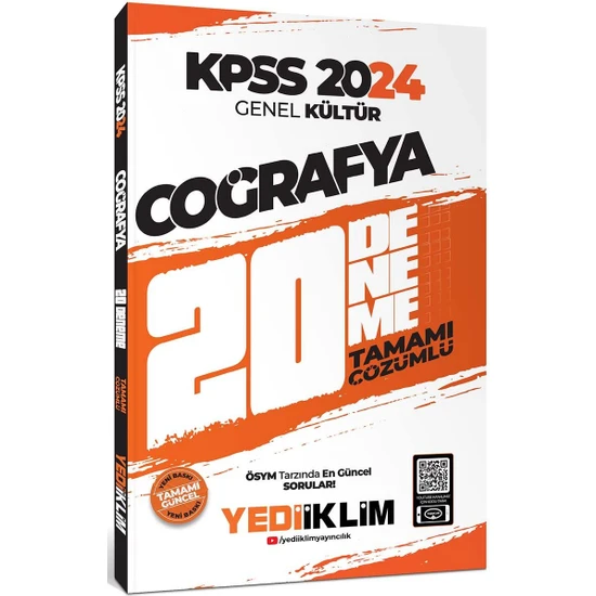 Yediiklim Yayınları 2024 Kpss Genel Kültür Coğrafya Tamamı Çözümlü 20 Deneme