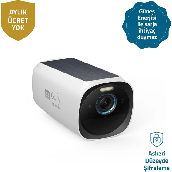 Anker Eufy Security S330 Eufycam 3 Kablosuz Akıllı Güvenlik ve 4K Kamera Sistemi Eklenti Kamera - T8160 (Anker Türkiye Garantili