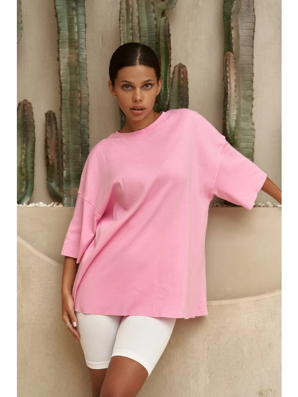 Mai Collection Taylor Oversize Pembe T-Shirt