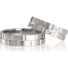 Gümüşcüm Zarif Beyaz Modeli Gümüş Alyans Bay Söz Yüzüğü