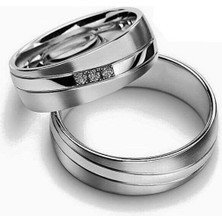 Gümüşcüm Beyaz Trio Gümüş Alyans Modeli Bayan Nişan ve Söz Yüzüğü