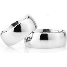 Gümüşcüm Bombeli 8mm Bayan Gümüş Alyans Nişan ve Söz Yüzüğü